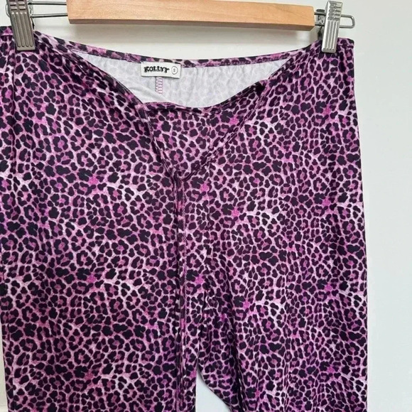 Kollyy retro purple flare leopard y2k pants S - Picture 3 of 6